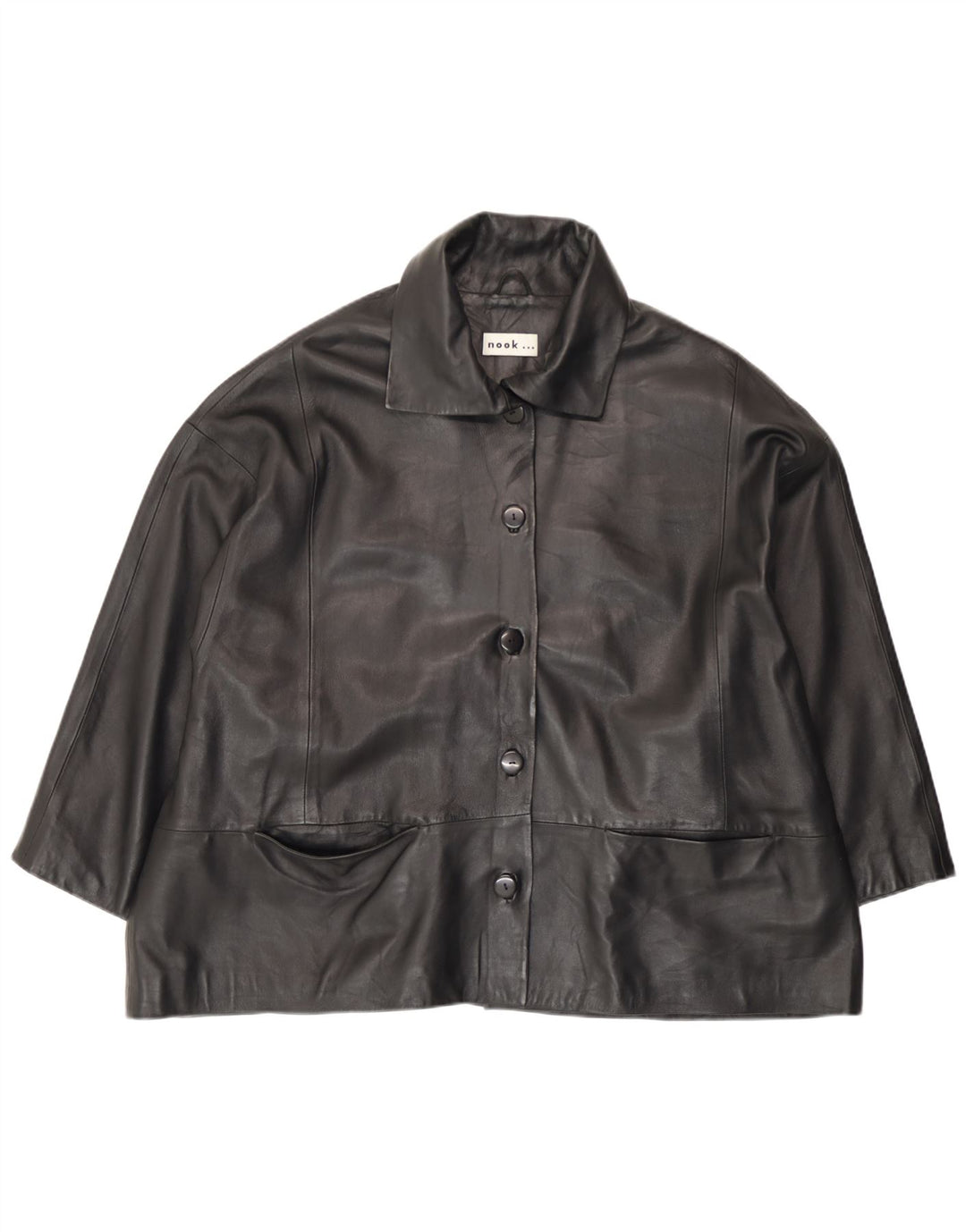 Vintage læderjakke til kvinder UK 18 XL sort læder