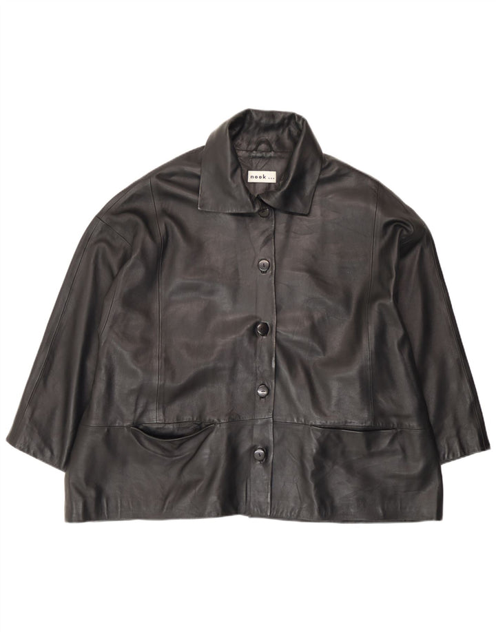 Vintage læderjakke til kvinder UK 18 XL sort læder