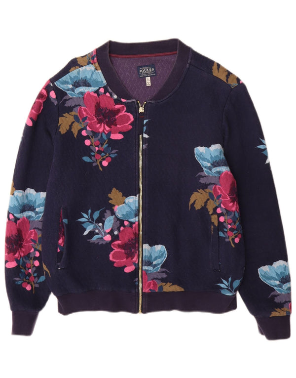 Joules træningsdragt topjakke til kvinder UK 12 Medium Navy Blue Floral Polyester