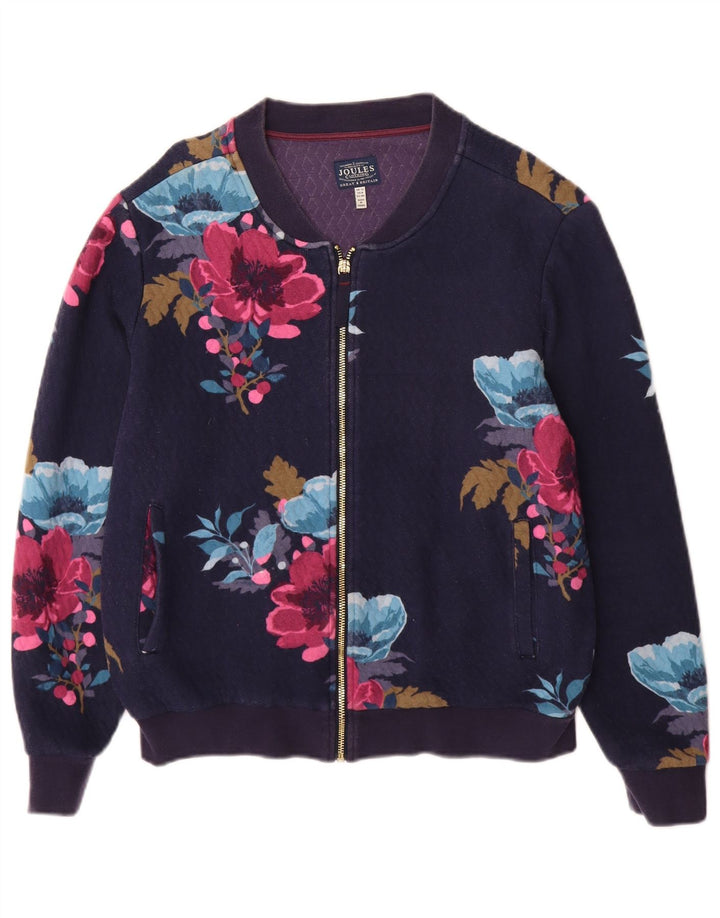 Joules træningsdragt topjakke til kvinder UK 12 Medium Navy Blue Floral Polyester