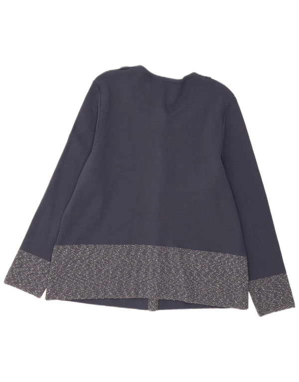 Vintage dame cardigan sweater IT 56 4XL marineblå flækket uld