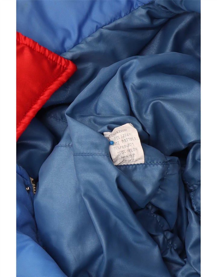 Vintage Ski Jumpsuit til mænd Lille blå Colourblock Nylon Retro
