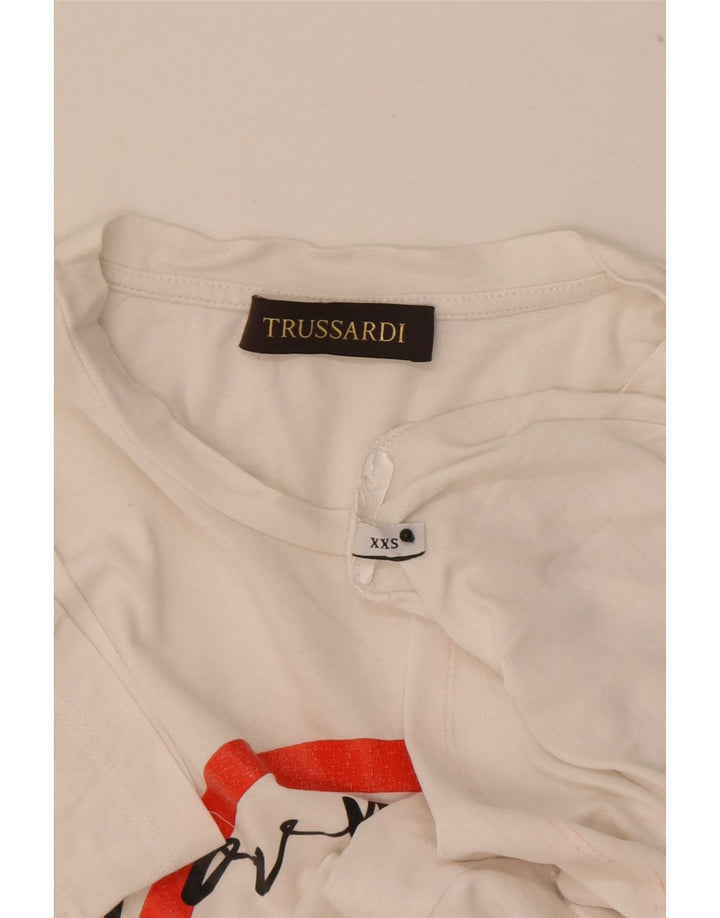 Trussardi Herre Grafisk T-Shirt Top 2XS Hvid