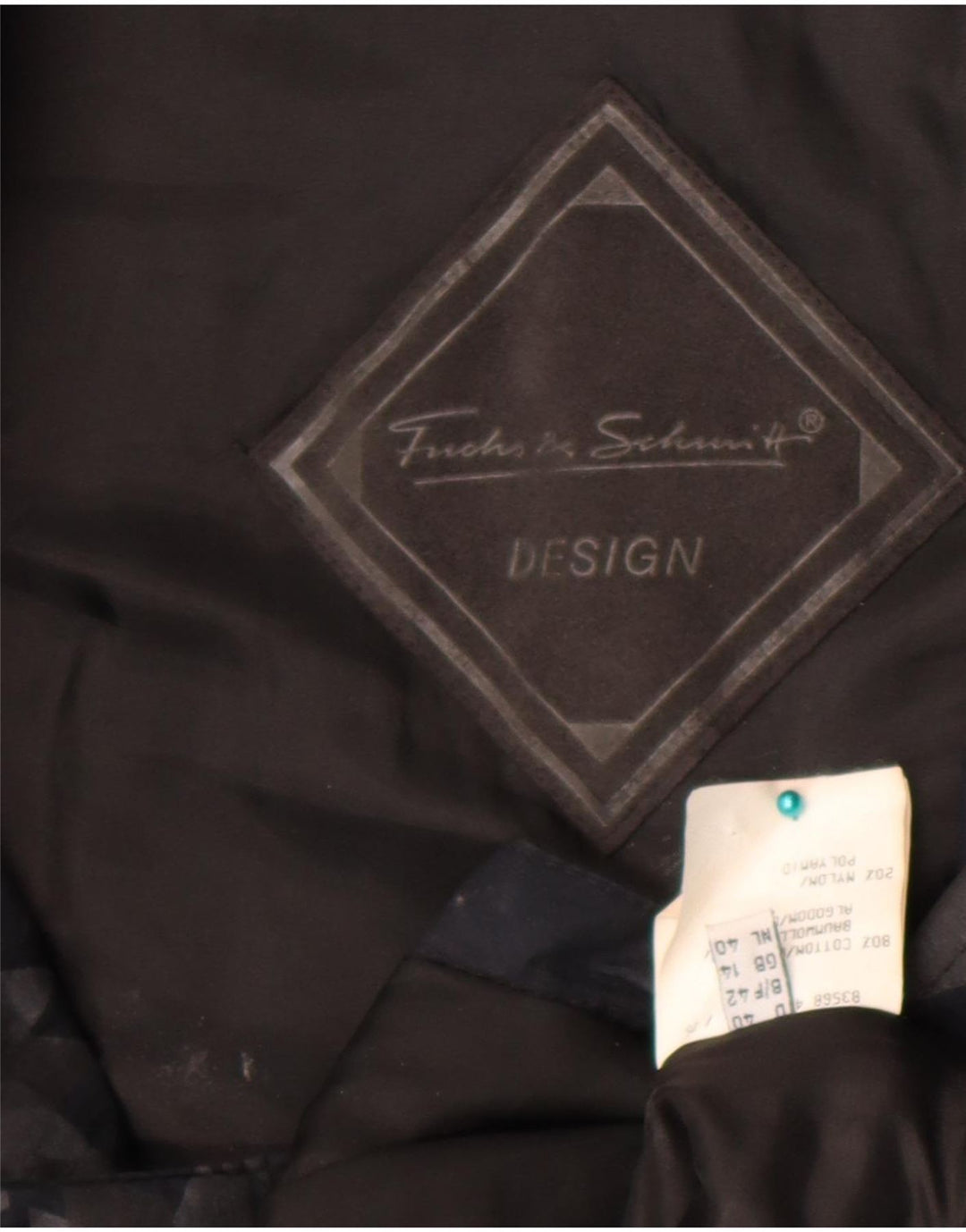 FUCHS & SCHMITT Dame hætte polstret frakke UK 14 Medium Grå Geometrisk