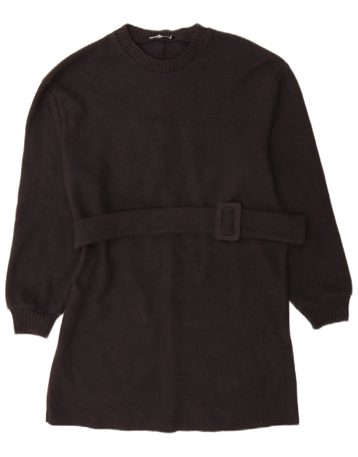Zara Dame Langærmet Jumper Dress UK 10 Small Black Polyester