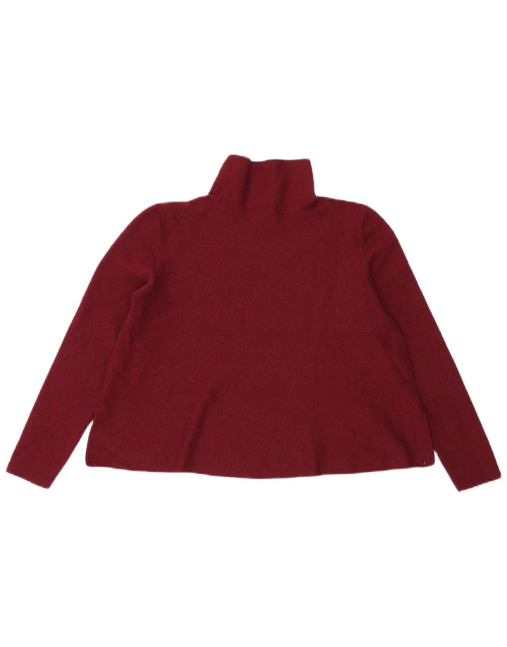 Cos Womens Crop Turtle Neck Jumper Sweater UK 14 Medium Burgundy Wool