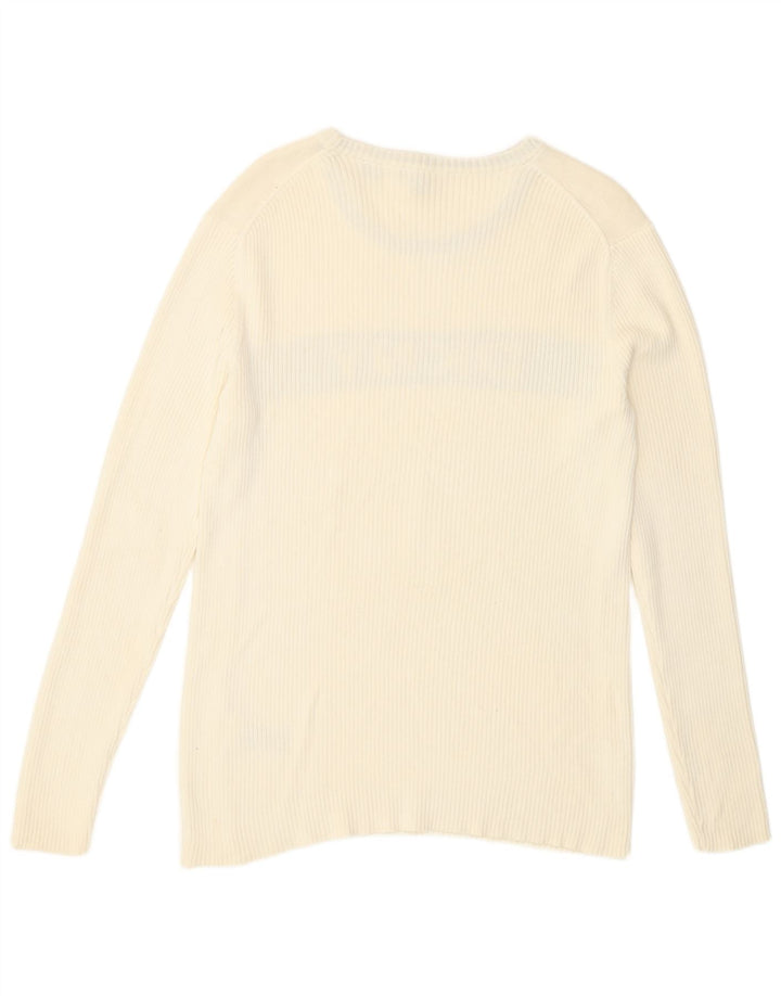 Dkny Herre Grafisk Boat Neck Jumper Sweater Medium White Colourblock Bomuld