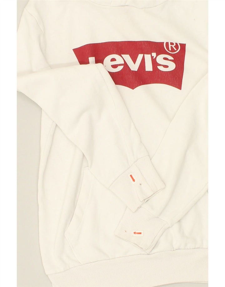 LEVI'S Boys Graphic Hoodie Jumper 9-10 Years White Cotton | Vintage Levi's | Thrift | Second-Hand Levi's | Used Clothing | Messina Hembry 