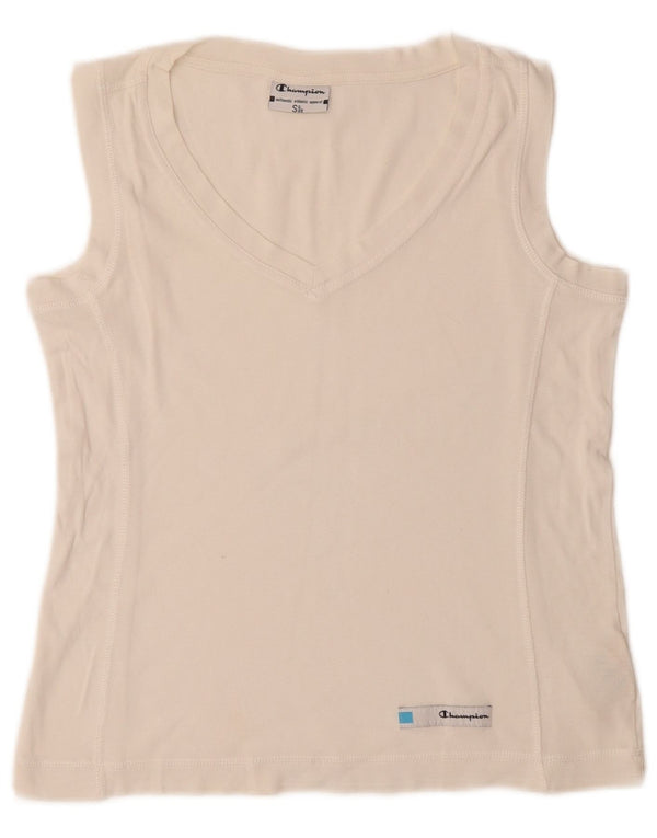 CHAMPION Dame Easy Fit Vest Top UK 10 Small White Bomuld
