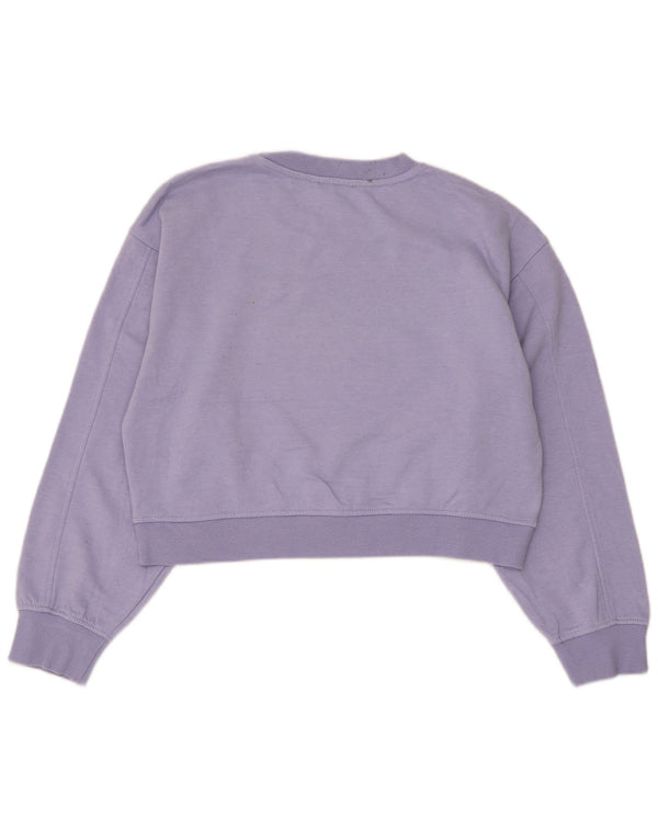 Zara Womens Crop Sweatshirt Jumper UK 14 Medium Lilla Bomuld
