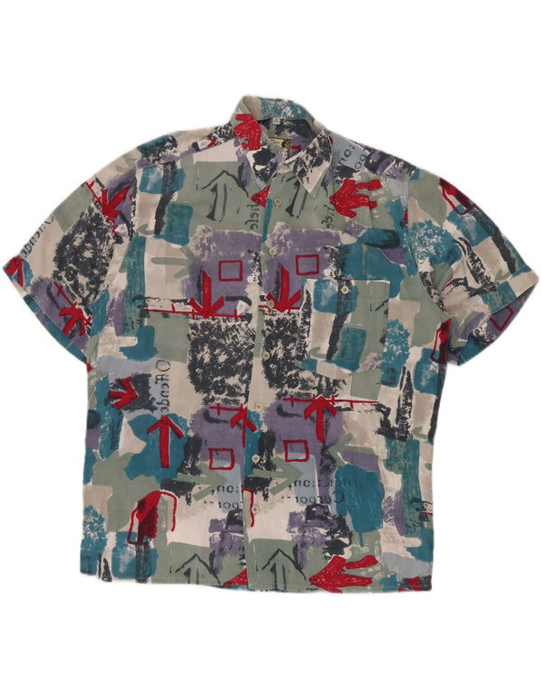 VINTAGE Herre Comfort Fit Grafisk skjorte Størrelse 39/40 Medium Flerfarvet