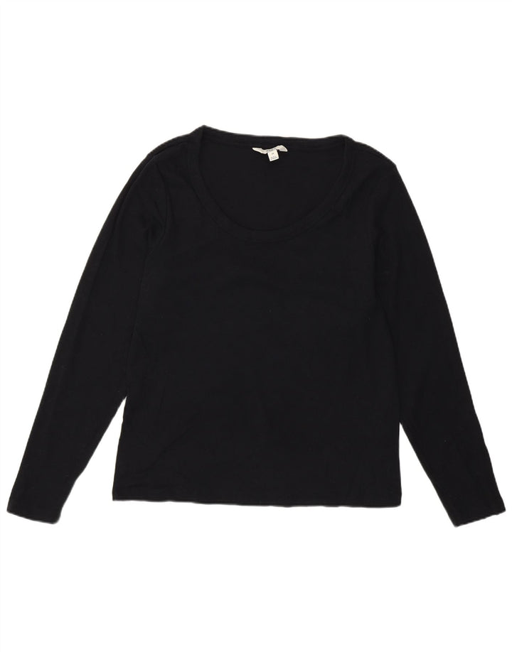 Marks & Spencer Dametop Langærmet UK 20 2XL Sort Bomuld