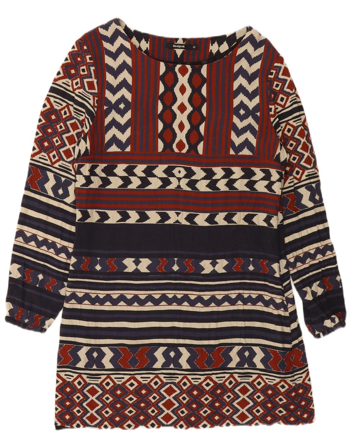 DESIGUAL Dame A-Line Kjole EU 42 Stor Flerfarvet Geometrisk