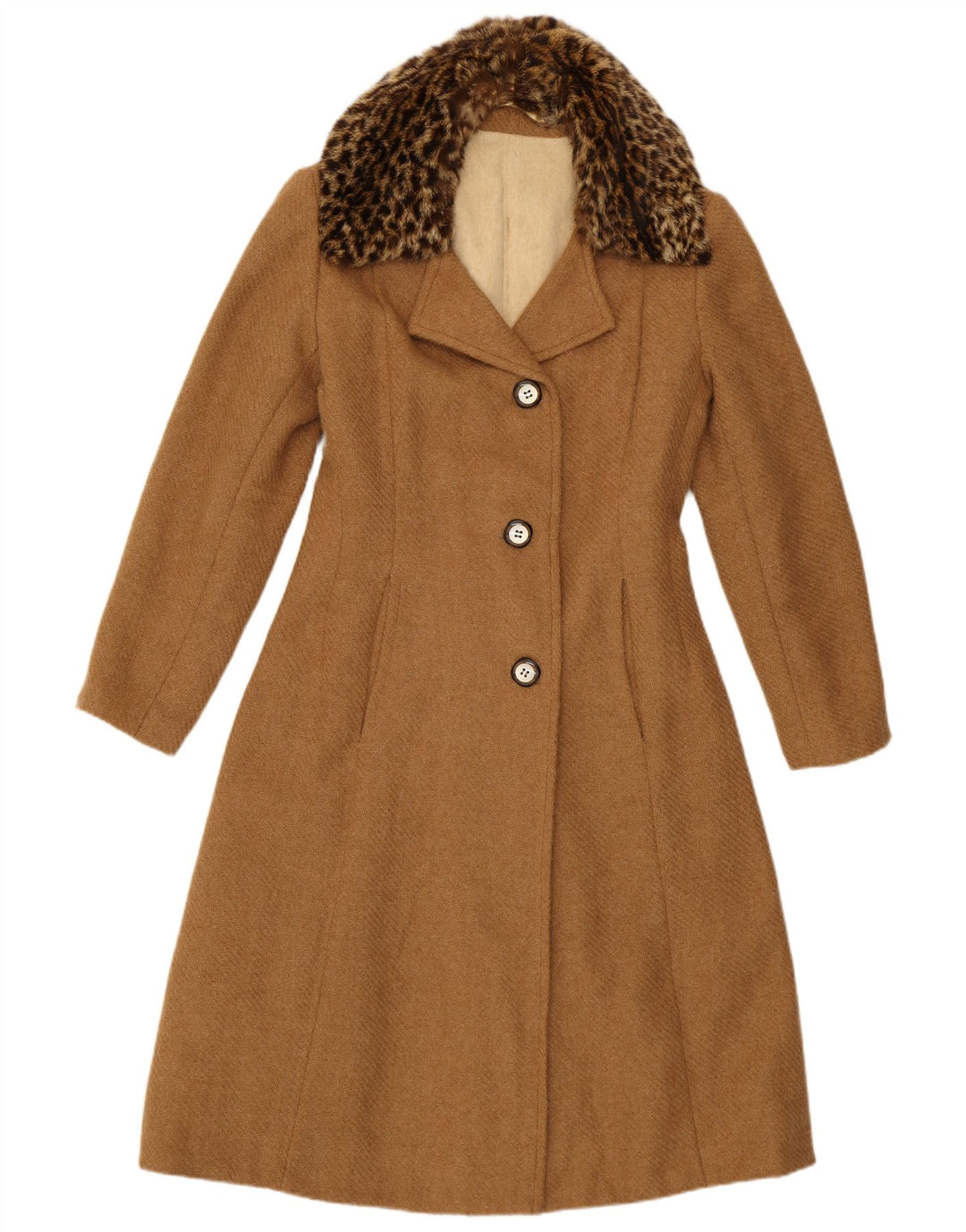 Vintage Dame Overfrakke UK 10 Lille Brun