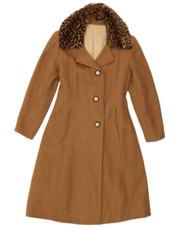 Vintage Dame Overfrakke UK 10 Lille Brun