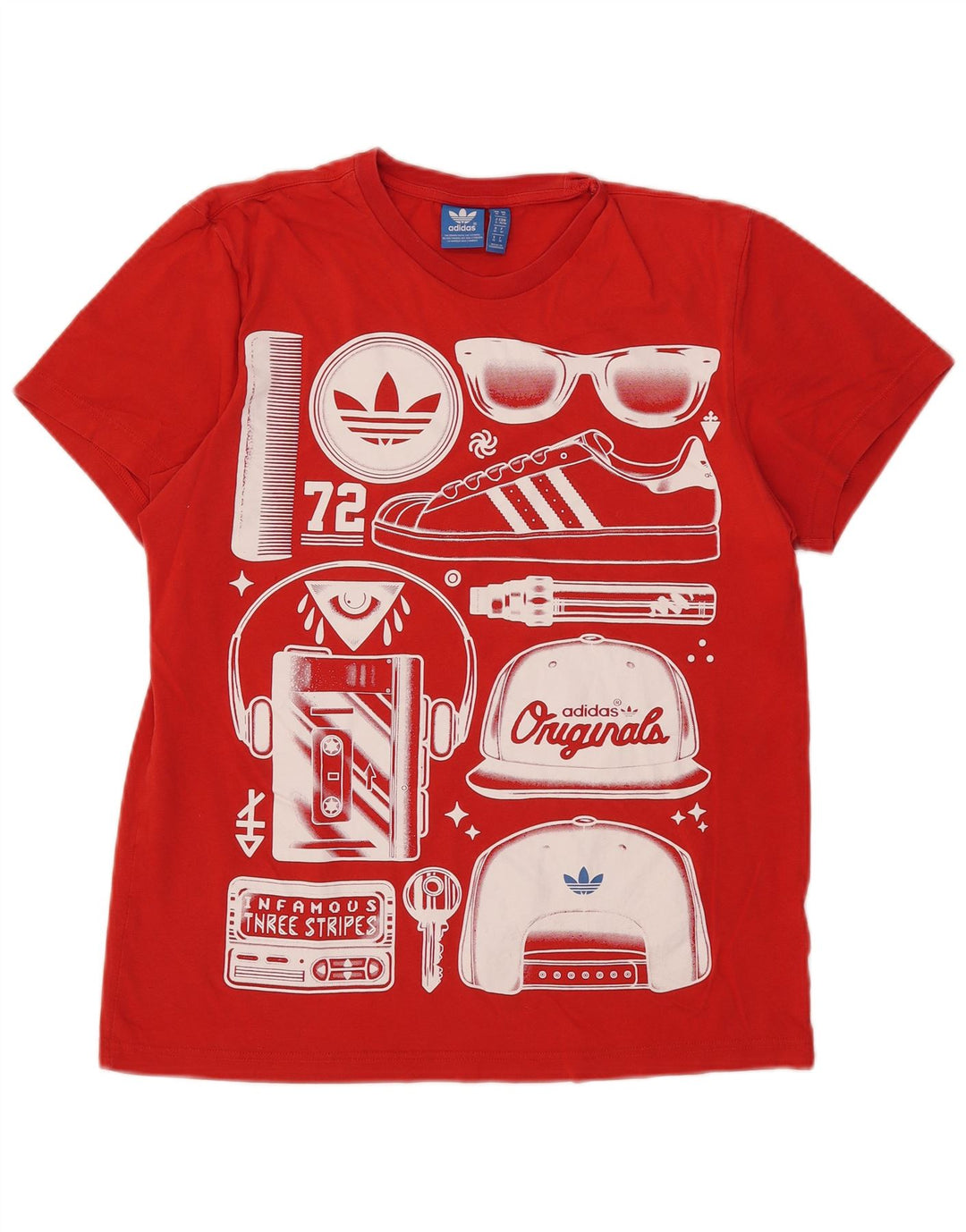 Adidas Herre grafisk T-shirt Top Medium Rød Bomuld