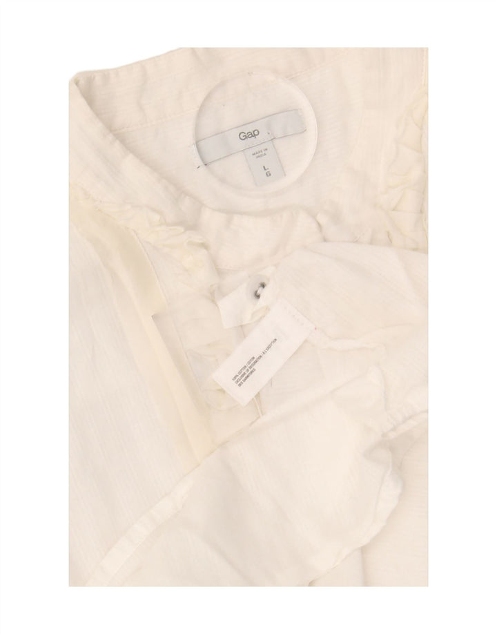 GAP Womens Ruffle Front Shirt Blouse UK 16 Large White Cotton