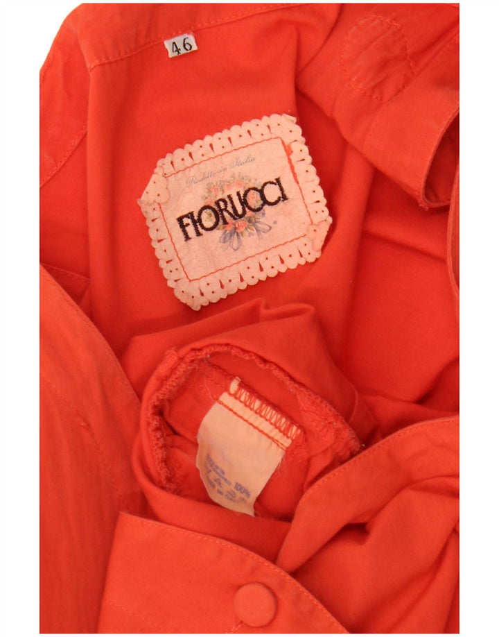 FIORUCCI Dame Ærmeløs A-Line Kjole IT 46 Stor Orange Blomster Bomuld