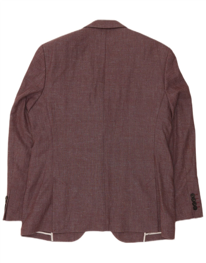 JAEGER Herre 2-knaps blazerjakke UK 42 XL Burgundy Chevron Wool