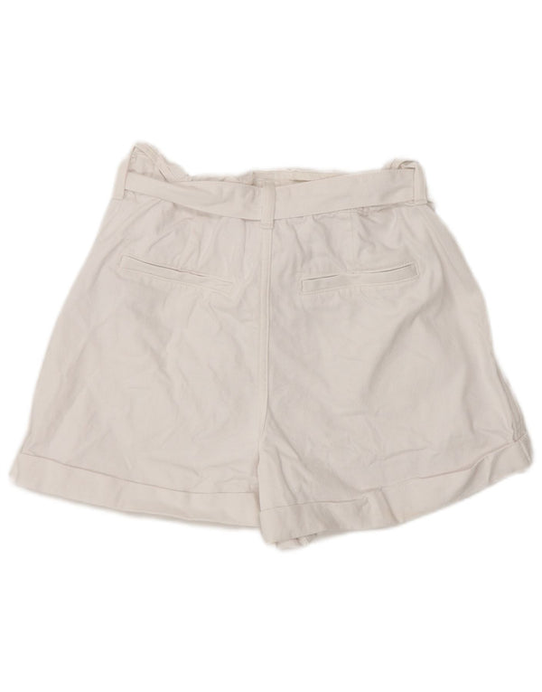 Zara Dame Højtalje Casual Shorts EU 38 Small W28 White Bomuld