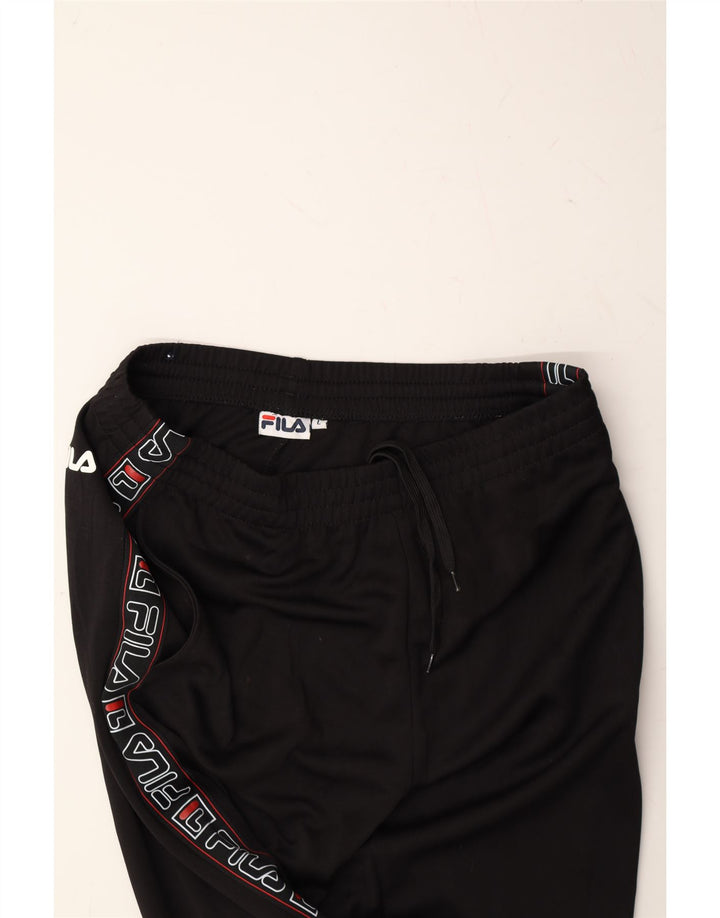 FILA Mens Graphic Tracksuit Trousers Large  Black Polyester Vintage Fila and Second-Hand Fila from Messina Hembry 