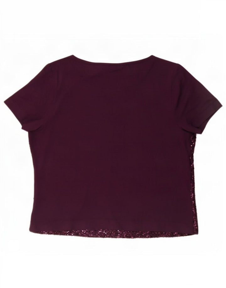 Marks & Spencer Dame Pailletbluse Top UK 14 Large Burgundy