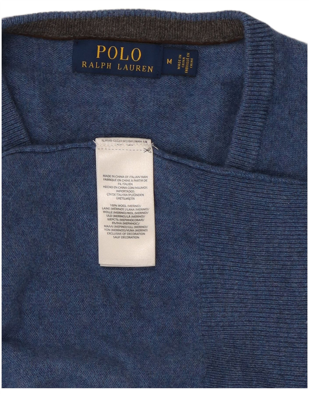 Polo Ralph Lauren Herre V-hals sweater mellemblå uld