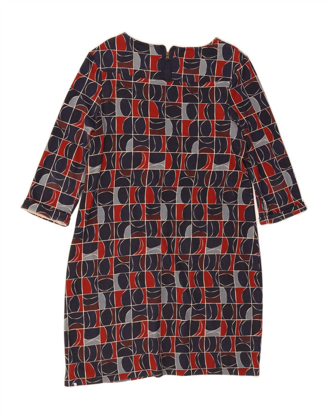 SEASALT Womens 3/4 Sleeve Sheath Dress UK 16 Large Navy Blue Geometric Vintage Seasalt and Second-Hand Seasalt from Messina Hembry 