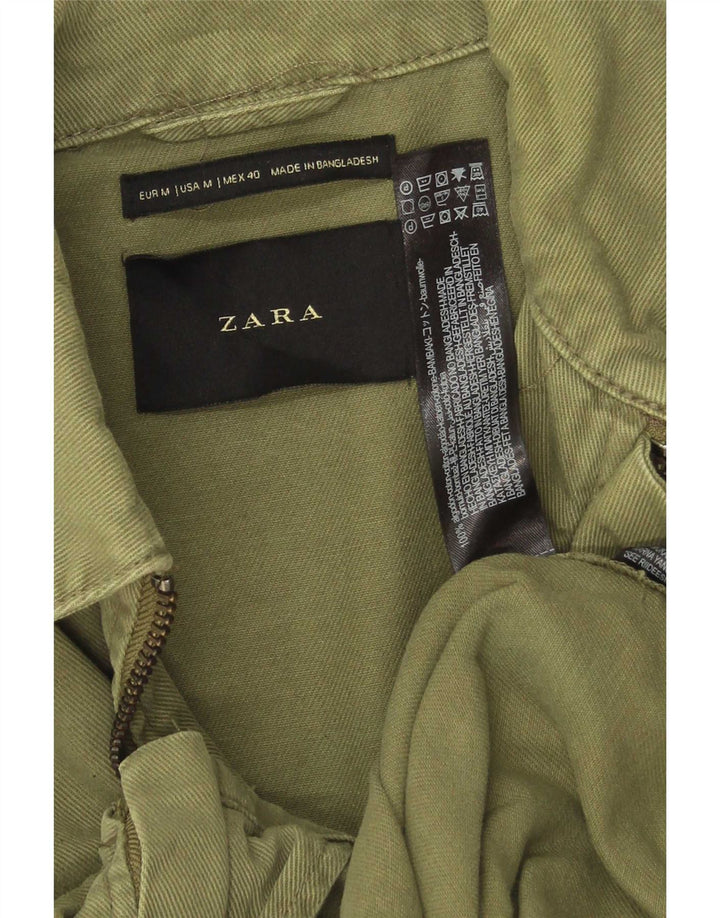 Zara Herre Bomber Jacket UK 38 Medium Grøn Bomuld