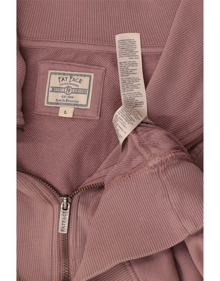 Fat Face Dame Oversized Zip Neck Sweatshirt Jumper UK 16 Large Pink