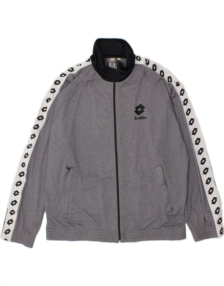 LOTTO Mens Graphic Tracksuit Top Jacket Large Grey Polyester Vintage Lotto and Second-Hand Lotto from Messina Hembry 