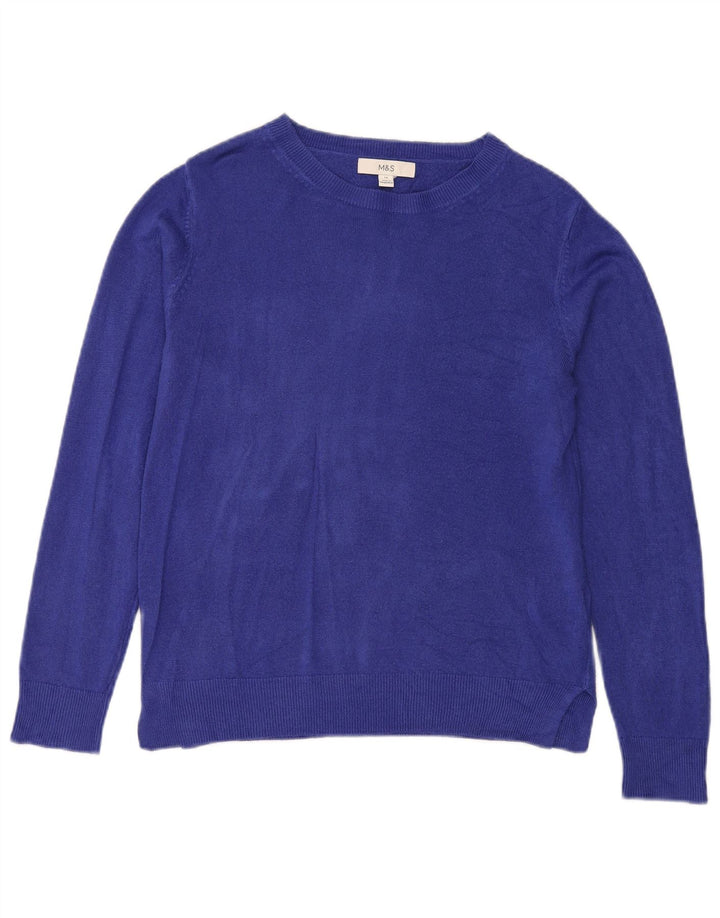 Marks & Spencer Dame Boat Neck Jumper Sweater UK 14 Medium Blue Acryl