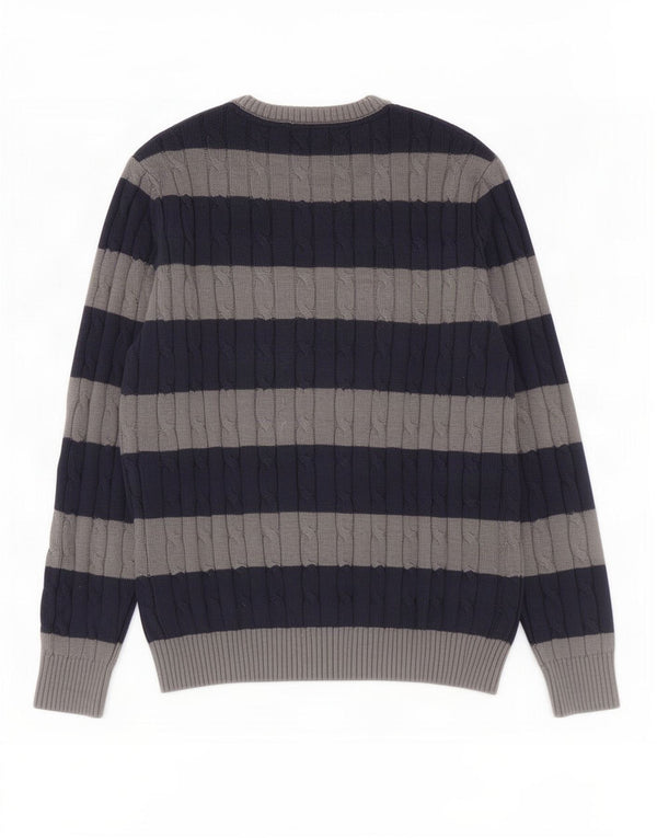Besætningstøj Herre Crew Neck Jumper Sweater XL Navyblå Stribet bomuld