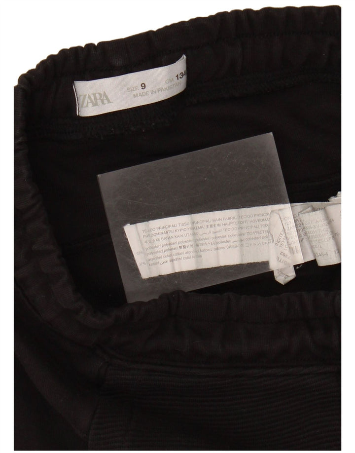 ZARA Boys Tracksuit Trousers Joggers 8-9 Years  Black Polyester