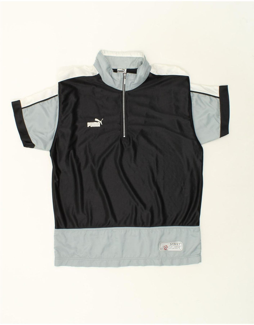 PUMA Mens Short Sleeve Zip Neck Pullover Tracksuit Top Large Black Vintage Puma and Second-Hand Puma from Messina Hembry 