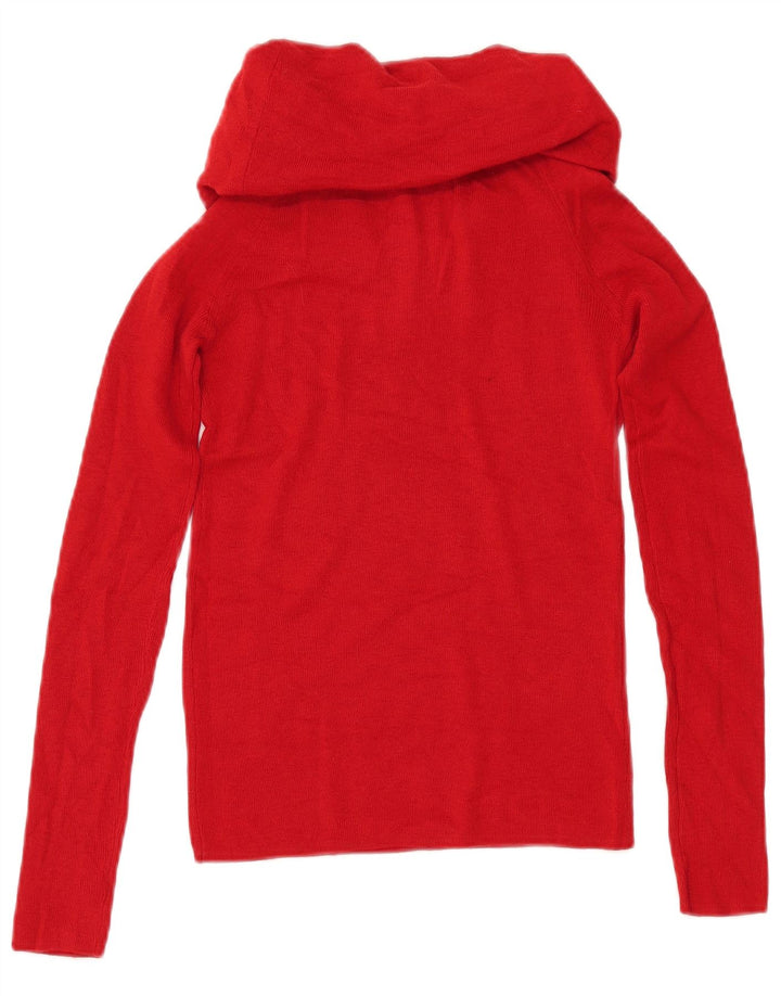 ZARA Dame Crop Roll Neck sweater UK 12 Medium Red