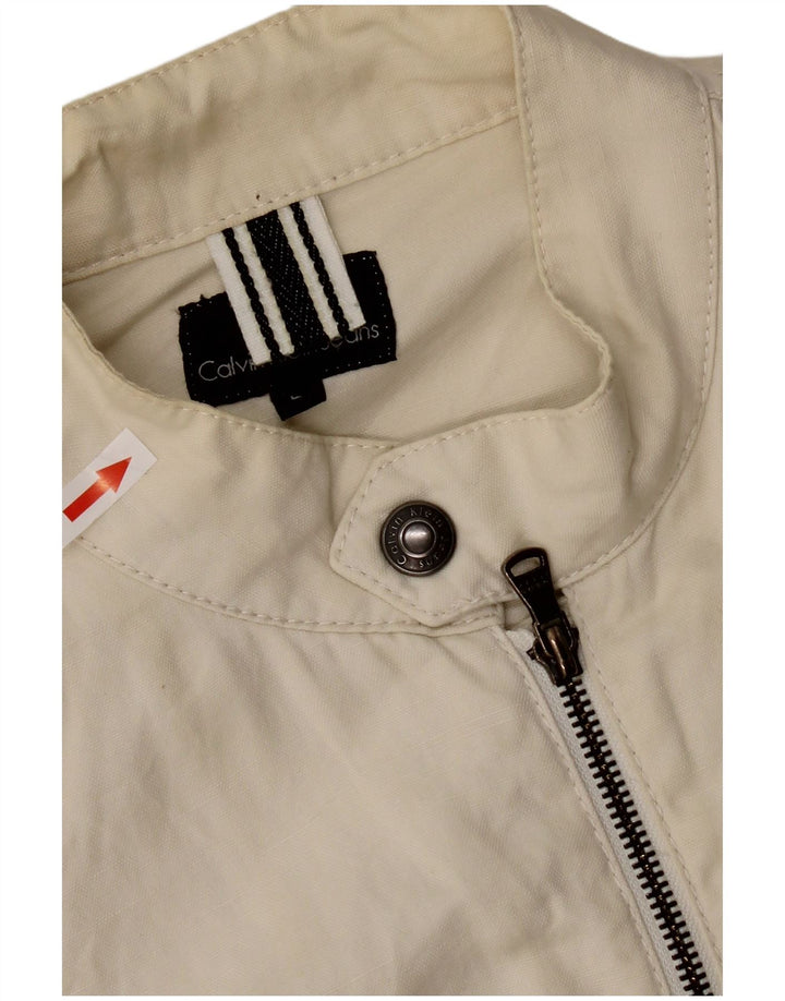 Calvin Klein Jeans Dame Utility Jacket UK 16 Large Off White Bomuld