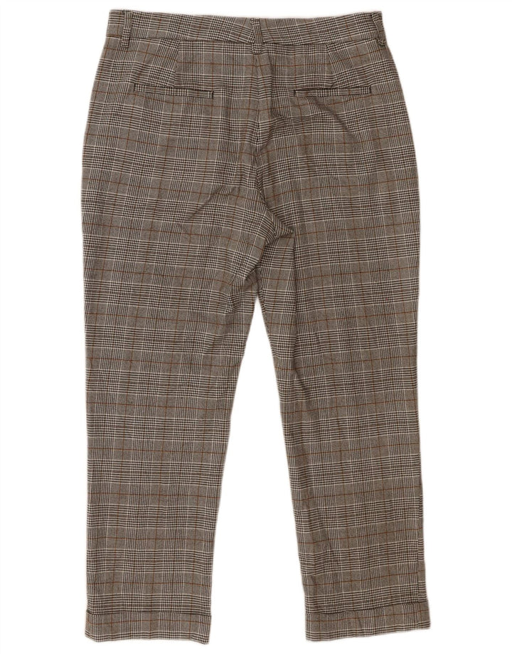 Zara Dame Slim Cropped Trousers EU 40 Medium W30 L25 Grå Houndstooth