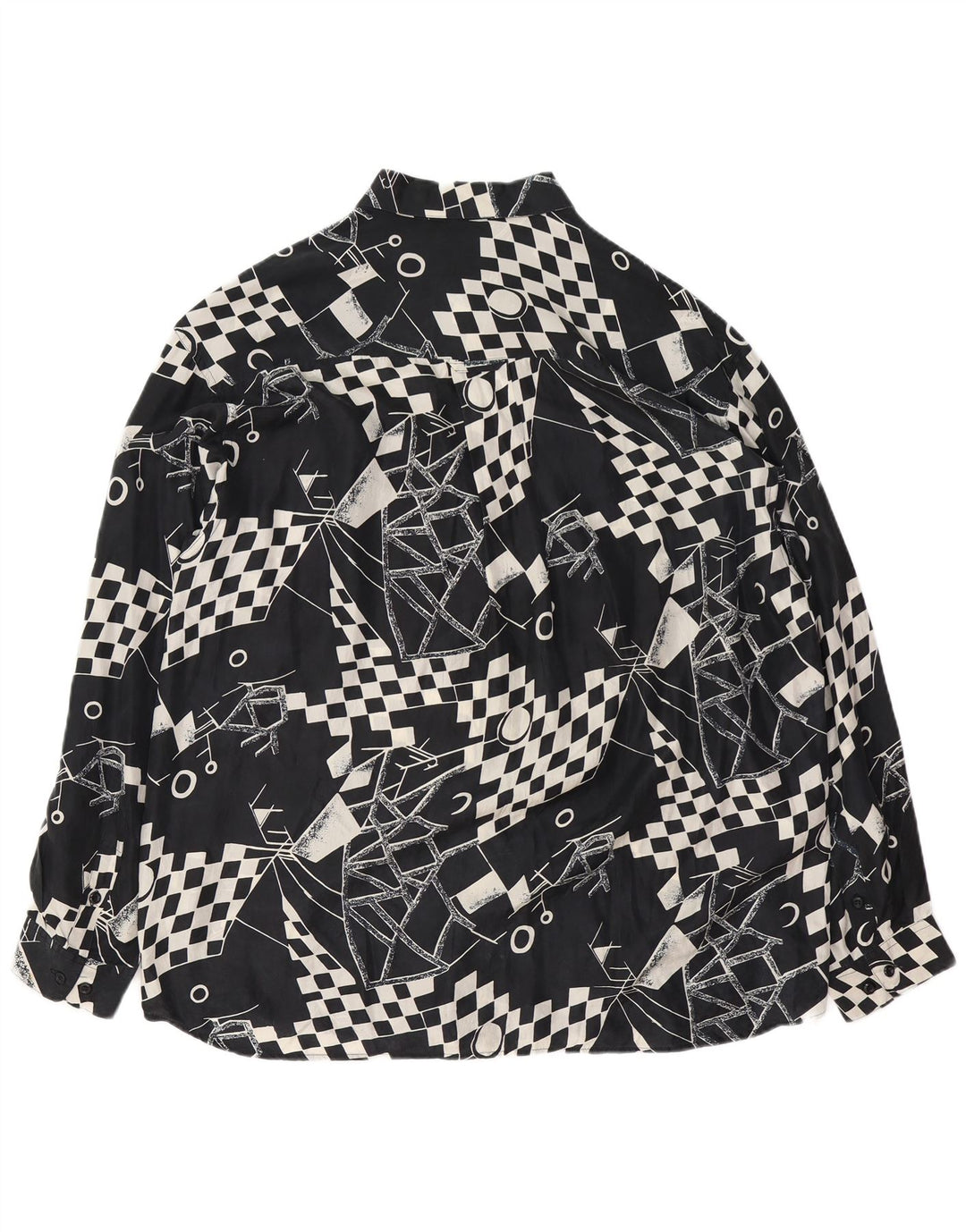 VINTAGE Herreskjorte XL Sort Geometrisk Silke