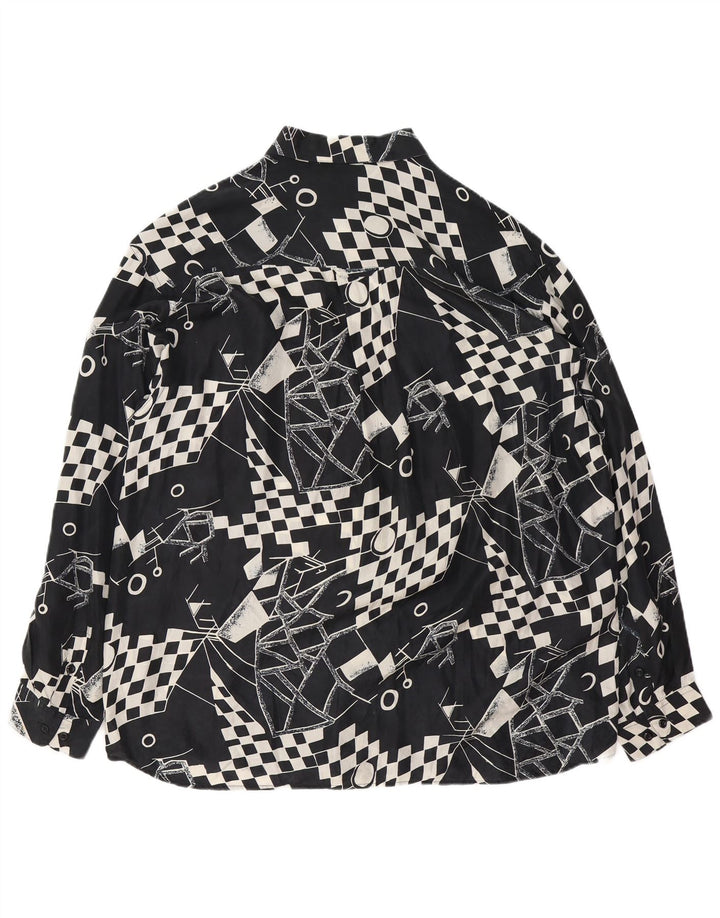 VINTAGE Herreskjorte XL Sort Geometrisk Silke