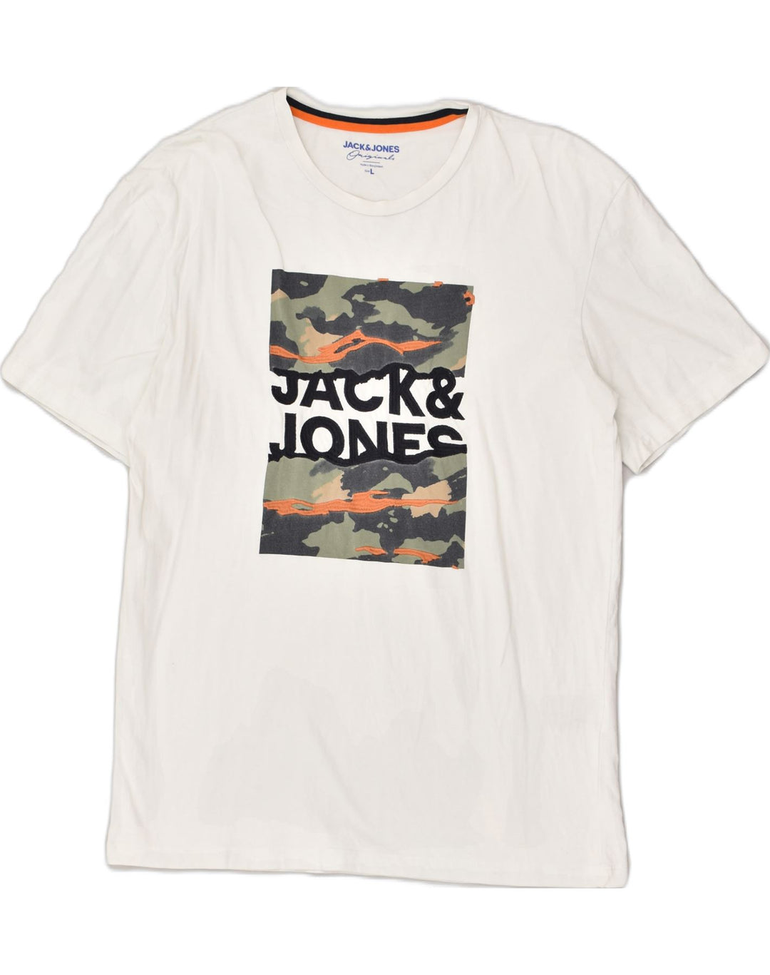 JACK & JONES Mens Graphic T-Shirt Top Large White Cotton | Vintage Jack & Jones | Thrift | Second-Hand Jack & Jones | Used Clothing | Messina Hembry 