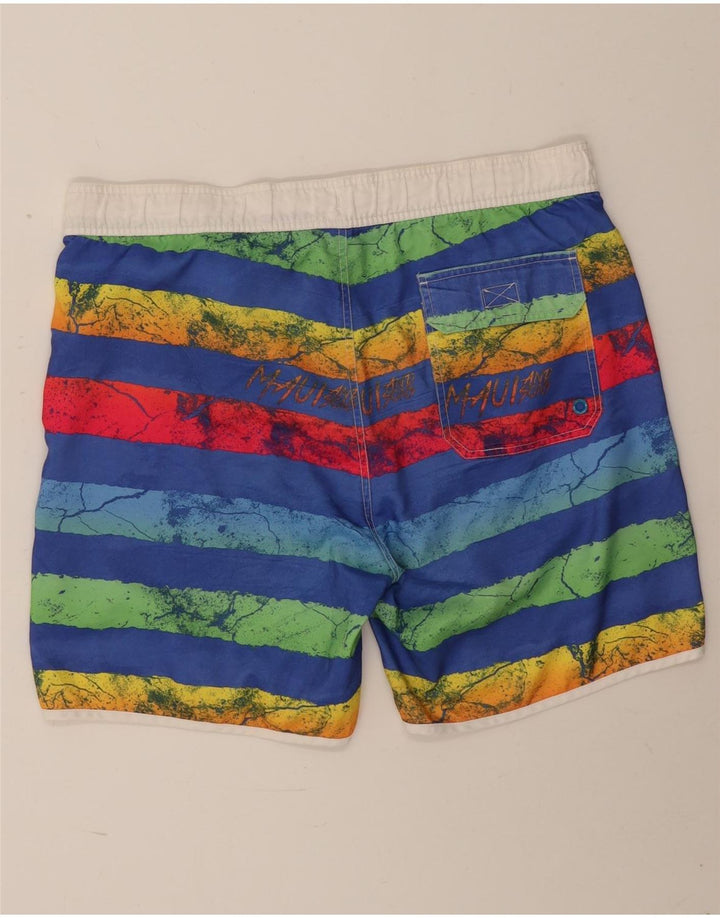Maui and Sons Grafiske svømmeshorts til mænd, store blå stribede polyester