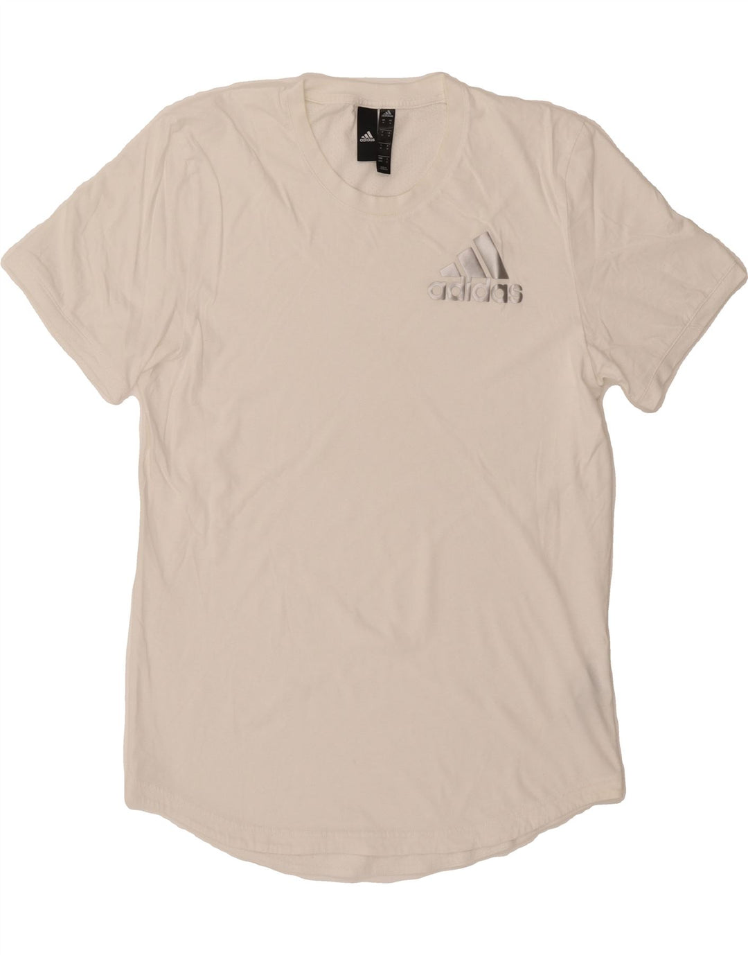 ADIDAS Mens Graphic T-Shirt Top Medium Off White Cotton Vintage Adidas and Second-Hand Adidas from Messina Hembry 