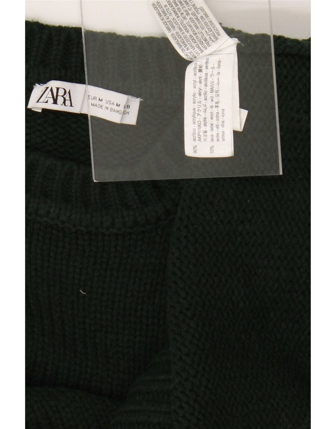Zara Dame Oversized Crew Neck Jumper Sweater UK 14 Medium Grøn Akryl