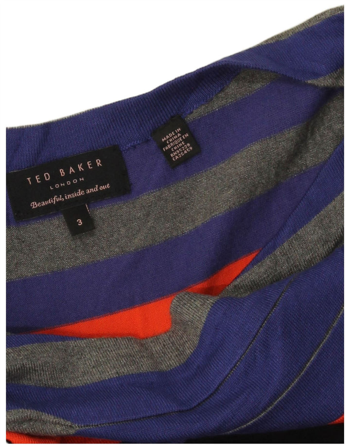 Ted Baker Dame Bodycon Kjole Størrelse 3 Medium Blå Stribet Viscose
