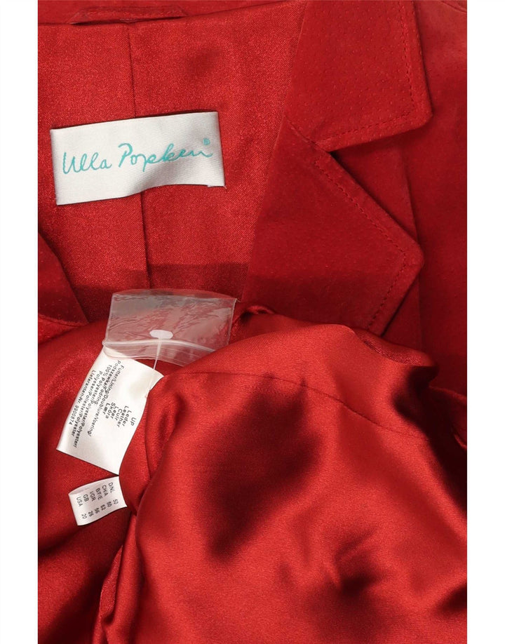 Vintage dame 3-knaps ruskind blazerjakke UK 26 5XL rødt læder