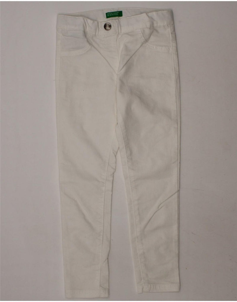 BENETTON Girls Slim Casual Trousers 5-6 Years W21 L19 White Cotton Vintage Benetton and Second-Hand Benetton from Messina Hembry 