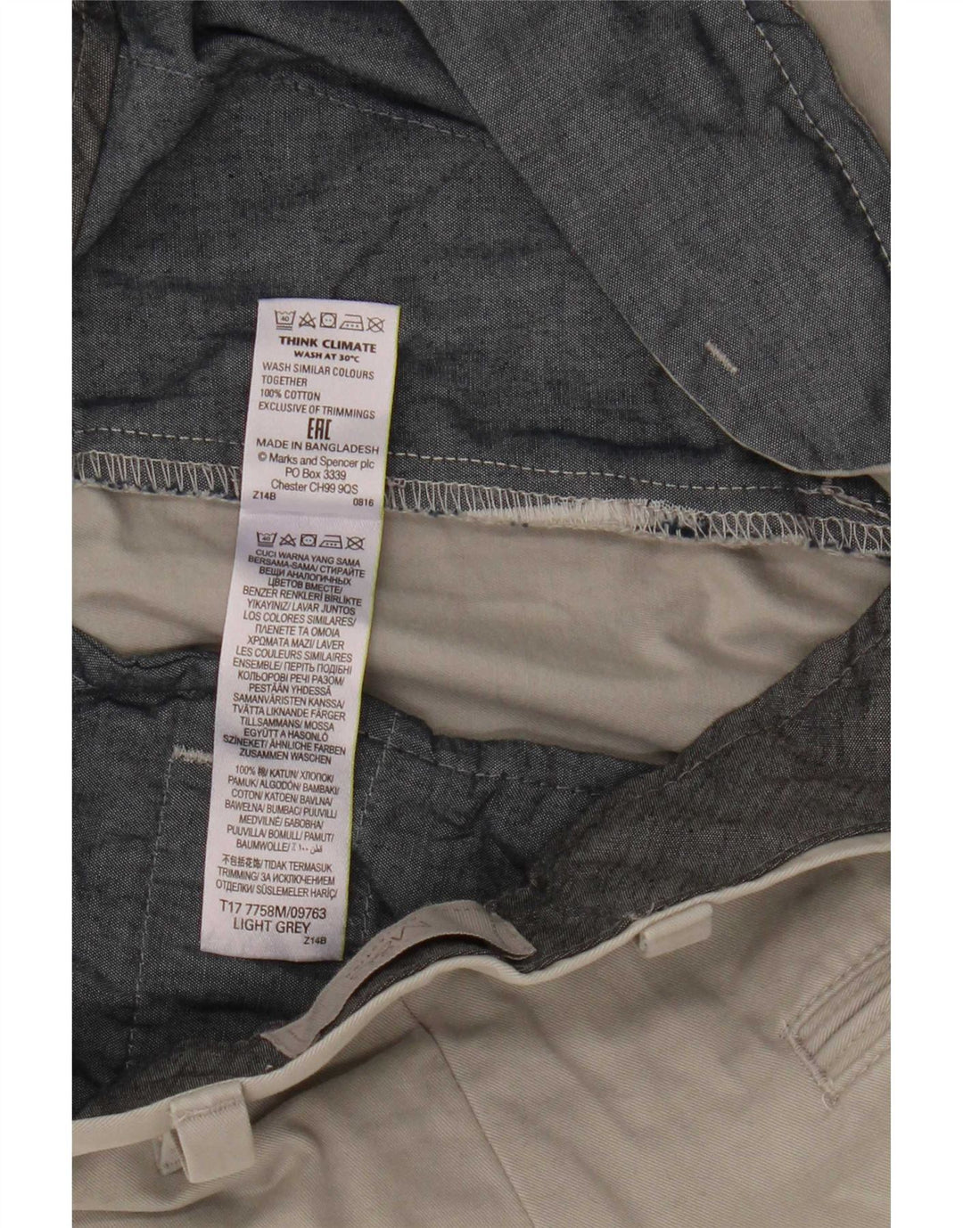Marks & Spencer Chino Shorts til mænd W36 Large Grå Bomuld