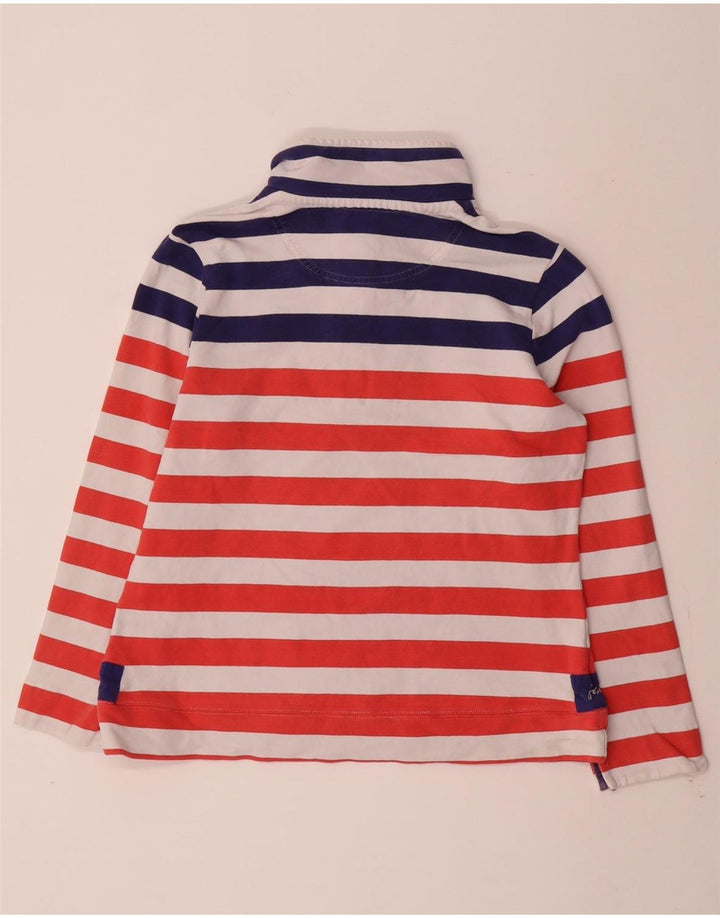 JOULES Dame Button Neck Sweatshirt Jumper UK 12 Medium Rød Stribet
