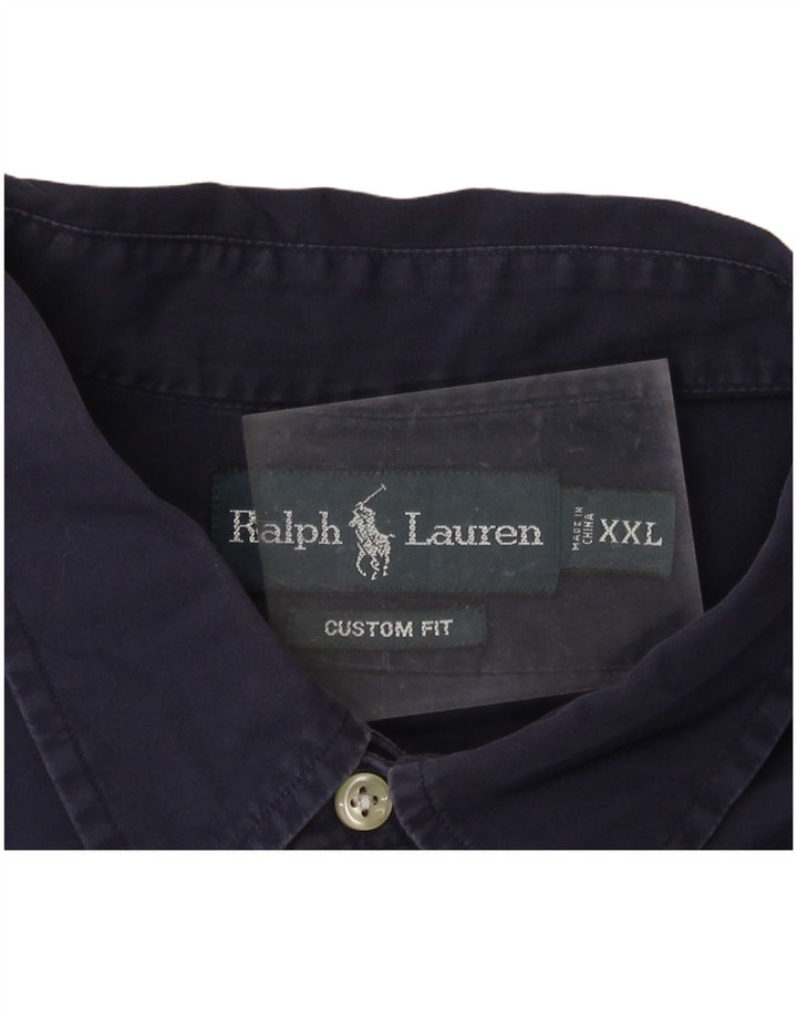 POLO RALPH LAUREN Herre Custom Fit skjorte 2XL marineblå bomuld